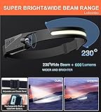 Headlamp Flashlight, Rechargeable Headlamps, 230° COB Wide Beam Head Lamp Motion Sensor Headlight, 5 Modes Illumination&Spotlight, for Camping, Running, Hiking (10 Packs)