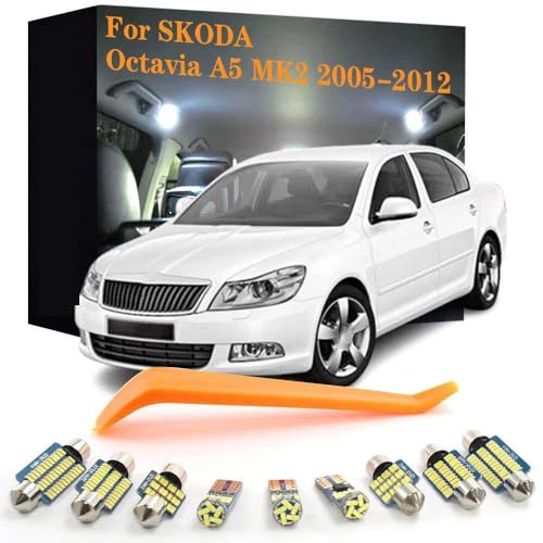 11pcs Car LED Interior Light Bulb Kit, for Octavia A5 MK2 1Z 1Z3 1Z5 Sedan Combi 2005 2006 2007 2008 2009 2010 2011 2012