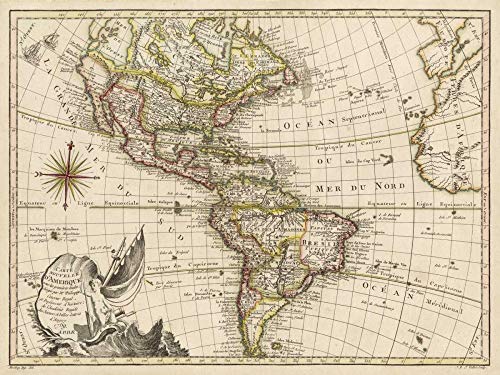 Feeling at home ART-PRINT-ON-PAPER-A-New-Map-of-America-1769-Vallet-Vintage-31_X_42_inch-Fine-Art-Image-for-Frame-Wall-decore