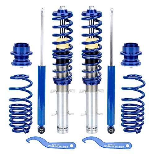 maXpeedingrods Coilovers for VW Golf MK4 FWD 1997-2007, for VW Jetta MK4 1999-2005, for VW New Beetle FWD 1998-2010, Height Adjustable Coilovers Suspension Kit Struts, Lowering Kit Blue