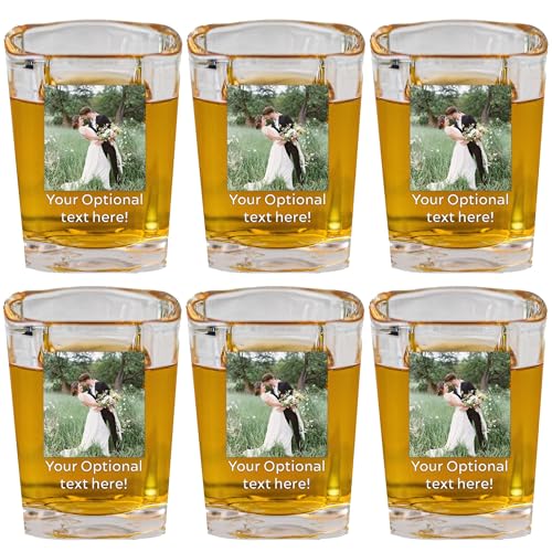 Personalized 3oz Shot Glass with your Photo, Logo or Text - Fun Gifts for Birthdays, Best Friend, Graduation, Groomsman (Color Printed Custom Design, 6 Pack)