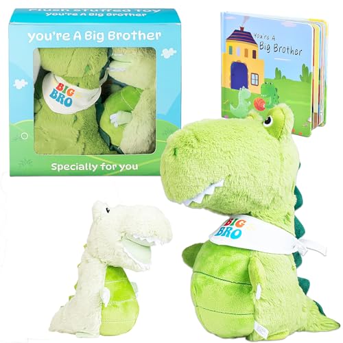 JAJOAGIA Big Brother Gift for Boy for Older Siblings of New Baby Includes Plush Dinosaur with Storybook, Ideal Birthday & Special Occasion Gift for Boys (Big Brother/Little Brother)