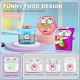 3Pack Cute Case for Airpods 4 (2024), 3D Cartoon Funny Airpods 4 Case Food Design Silicone Cover Compatible for Airpods 4th Generation Cute Case Acessories with Keychain/Cleaner Pen (Blue+Purple+Pink)