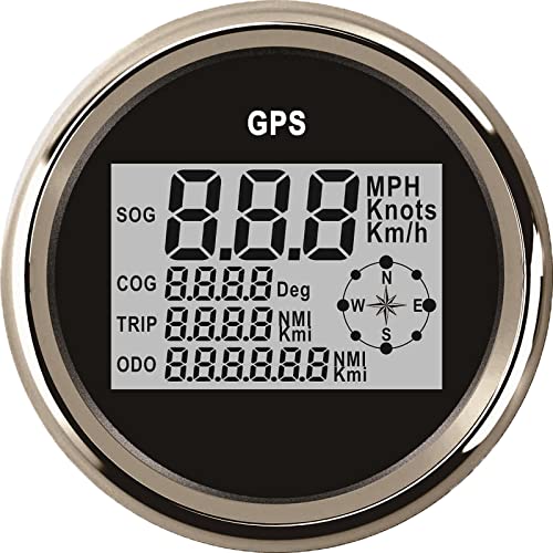 ELING Car Boat 85mm Digital GPS Speedometer Odometer Kit Speedo TRIP for Marine Motorcycle Truck Yacht Vessel 3 3/8" Dia 12 Volt 24V Universal Autometer