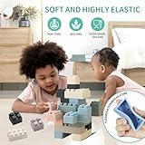 ROHSCE Silicone Blocks Soft Building Blocks, Montessori Educational Toy Soft Baby Blocks for Teething Gifts, Large Sensory Stacking Toys for Preschool Learning Creative Play, 20PCS