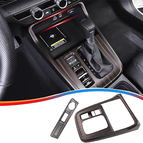 MUXEE 2PCS Center Console Frame Gear Shift Panel Cover Trim for Honda CRV CR-V 2023 2024 2025 - ABS Wood Grain Sport Interior Accessories