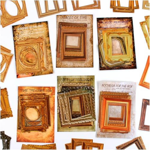 180 Pieces Vintage Scrapbook Picture Frame Cutouts Paper Stickers for Scrapbooking Supplies, 6 Assorted Retro Photo Borders Ephemera for Junk Journals, Album, Art Crafts, Journaling Collage