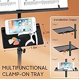 CAHAYA Dual Use Sheet Music Stand with Clamp-on Tray & Desktop Book Stand with Carrying Bag, Sheet Music Folder, Music Stand with Shelf, and Clip for Guitar, Ukulele, Violin Players CY0194+CY0320