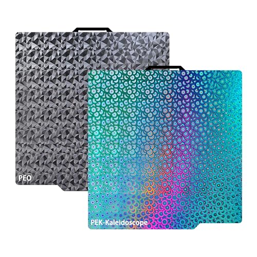 GOMENL Double Sided Textured PEO PEK Build Plate for Bambu Lab X1/X1C/X1E/P1P/P1S/A1, Flexible Diamond PEO+Kaleidoscope PEK Spring Steel Plate 257x257mm for Bambu 3D Printers