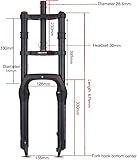 BOLANY Bike Suspension Fork 20inch 4.0 Tire Double Shoulder Snow Beach MTB Fat Fork | 135mm Travel | Straight Tube QR 9mm | 1-1/8inch Steerer