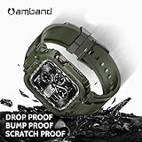 amBand Bands Compatible with Apple Watch 9/8/7 45mm, M1 Sport Series Rugged Case Protective Cover for iWatch 6/SE/5/4/3 44mm 42mm Men Green