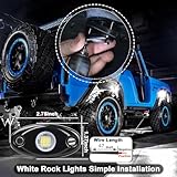 24 Pods White Led Rock Lights，Automotive General Under Body Neon Glow Led Pure Light Kit Ip68 Waterproof 3.8ft Extension Wires for Car Truck Boat Rv ATV Utv SUV RZR Motorcycle Trail Rig Lamp（White）