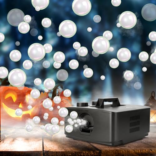 blessny Fog Bubble Machine, 2 in 1 Professional Smoke Bubble Maker for Stage Party Halloween Christmas Wedding Birthday, 8000+Fog Filled Bubble Per Minute, 250W (Black)