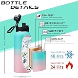 32oz Stainless Steel Water Bottle -w/Paracord Handle, Straw & Spout Lids, Bottle Sleeve, Reusable Metal Thermo Keep Cold-48h & Hot-24h, Wide Mouth Double-Wall Vacuum Flasks for Sports Fitness