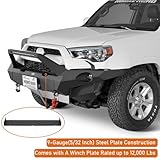 Hooke Road Discovery Front Bumper for 2014-2024 Toyota 4Runner 5th Gen, Full Width Off-Road Bumper with Winch Plate, Skid Plate & D-Ring Mounts