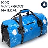 Haimont Waterproof Duffel Bag Roll-top Dry Duffle Bag with Quick-fixed Straps for Motorcycle, Raft, Boat, SUP, Kayak, Travel,70L,Light Blue