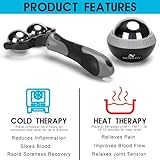 Nobility Massage Ball Roller– Ice Cold and Hot for Deep Tissue and Sore Muscle Relief of Stiffness and Stress, Body, Neck, Back, Foot, Plantar (Grey Double Roller)