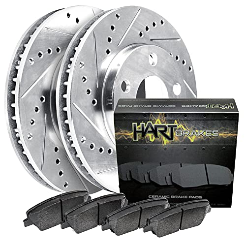 Hart Brakes Rear Brakes and Rotors Kit |Rear Brake Pads| Brake Rotors and Pads| Ceramic Brake Pads and Rotors |fits 2002-2020 Nissan Altima, Juke, Maxima, Sentra; Renault Safrane