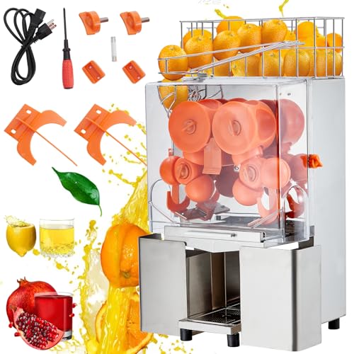 Commercial Juicer Machine, 110V 120W Orange Squeezer for 22-30 per Minute, Electric Orange Juice Machine with Pull-Out Filter Box SUS 304 Tank PP Cover and 2 Collecting Buckets