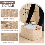 OIAHOMY 4 Pack Storage Baskets for Organizing, Cube Storage Bins for Shelves, Rectangle Storage Baskets With Handles, Woven Baskets for Storage, 12.7''Lx9''Wx7.8''H, Brown