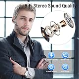 Bluetooth Headset, Wireless Headset with ENC Mic, 60H Talking Time Single-Ear Bluetooth Earpiece V5.3 with 400mAh Charging Case, IP7 Waterproof Hand-Free Headphones for iOS Android Cell Phones Black