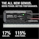 NOCO GENIUS10, 10A Smart Car Battery Charger, 6V and 12V Automotive Charger, Battery Maintainer, Trickle Charger, Float Charger and Desulfator for Motorcycle, ATV, Lithium and Deep Cycle Batteries