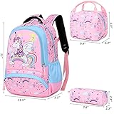 Meisohua Kids Unicorn Backpack for Girls School Bookbag for Elementary 3 in 1 School Bag Sets with Lunch Tote Pencil Bag