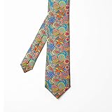 Lunarable Men's Tie, Colorful Paisley Floral Art, 3.7", Red Blue