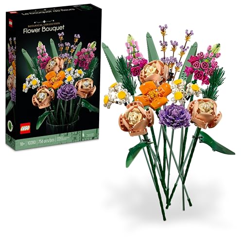 LEGO Icons Flower Bouquet Building Set - Artificial Flowers for Decoration for Home and Display, Ages 18+ - Small Fake Flowers for Table, Desk, Office - Gift for Her and Him - 10280