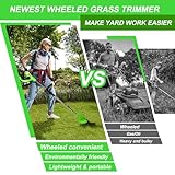 Electric Weed Wacker Cordless Eater 3 Battery,Foldable and Lightweight Grass Trimmer/Brush Cutter,5 Types Blade&Wheels 21V 2.0Ah Battery (3 Pieces) Powered for Garden and Yard (Foldable)