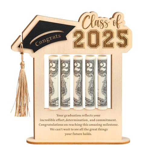 Graduation Money Holder 2025 - Class of 2025 Graduation Gifts Ideas - Girls, Boys Graduation Gifts 2025, Bruh Money Holder for Cash, Senior College, University Graduates Presents for Students (Wood)