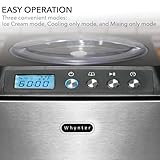 Whynter Ice Cream Maker Machine Automatic 2.1 Qt. Upright with Built-In Compressor, LCD Digital Display & Timer, No Pre-Freezing, ICM-201SB, Stainless Steel