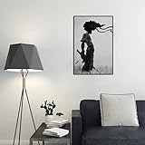 Generic Afro Samurai Poster Anime Canvas Wall Art Black Anime Characters Poster Dreadlocks Cartoon Picture Anime Posters for Room Bedroom Wall Decor Unframed 24x36inch