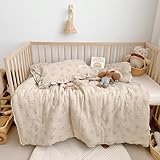 BuLuTu Animal Print Baby Blanket for Crib and Toddler Bed Toddler Super Soft Baby Comforter Muslin Cotton Quilt Shabby Chic Toddler Blankets, Rabbit Pattern, 59x47 Inches