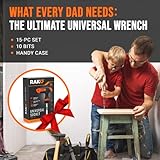 RAK Universal Socket Tool - Birthday Gifts for Men - Set of 15 with 1/4-to-3/4-inch Wrench Grip, T-Handle Ratchet Driver and 10 Screwdriver Bits - Gifts for men, Husband, Handyman