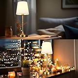 Rechargeable Battery Powered Table Lamp, Wireless LED Lamps, Cordless Touch Lamps, Stepless Dimmable Bedside Lamps, Night Lamp for Bedroom, Dinning Room, Kitchen Decor, Office (Bronze)