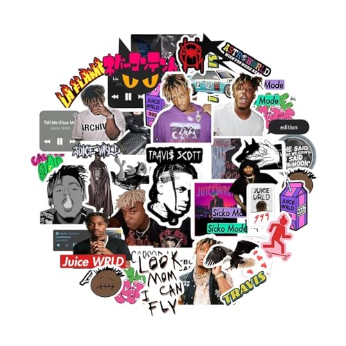 STICKCAMO Pack of 77 Pcs Men Most Mix Famous Singer, Travisii, WRLD, Scotti, Rapper Waterproof Vinyl Aesthetic Self-Adhesive Stickers for Waterbottle, Notebooks, Tabs, Laptops, Guitar