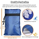 Enlarge Outdoor Faucet Cover for Winter Freeze Protection, 3M Thinsulate, 10”H x 6.3”W Hose Bib Covers for Wall Taps Outside, Waterproof & Frost Free Insulated Spigot Cover, 4 Pcs Faucet Socks - Blue