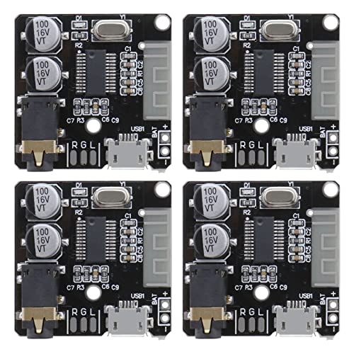ECSiNG 4Pcs MP3 Audio Bluetooth 5.0 Receiver Board Car Speaker Audio Amplifier 3.7V-5V Bluetooth Audio Receiver Decoding Board 3x3cm/ 1.18x1.18inch