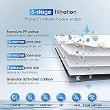 Waterdrop Whole House Water Filter System, with Carbon Filter and Sediment Filter, 5-Stage Filtration, Highly Reduce Lead, Chlorine, Odor and Taste, 2-Stage 5 Micron WD-WHF21-PG, 1" Inlet/Outlet