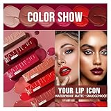 6 Colors Matte Liquid Lipstick Set, Velvet Smooth Nude Lip Gloss, Waterproof Moisturizing Long Lasting Highly Pigmented Matte Lip Stain Makeup Gift Kit for Women