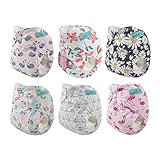 ALVABABY 6 Pack Cloth Diaper with 12 Inserts One Size Adjustable Washable Reusable Diaper Cover for Baby Girls and Boys