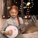 Donner Banjolele 4 String Banjo Ukulele kit Stringed Musical Instruments for Adult Beginner with Banjo Tuners, Gig Bag, Picks, Skeleton 23 Inch Sapele