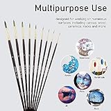 Falling in Art 9 PCS Round Paint Brushes Set, Professional Nylon Paint Brushes, Long Handle Artist Brush for Watercolor, Acrylic, and Oil Painting