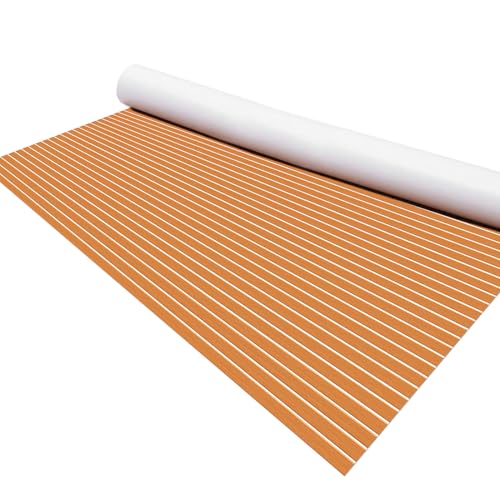 KXKZREN EVA Foam Boat Flooring Large Size Faux Teak Marine Boat Mat Flooring 7.87x7.87ft Self-Adhesive Decking Sheet for Boats Yacht Motorboat Pontoon Swim Platform