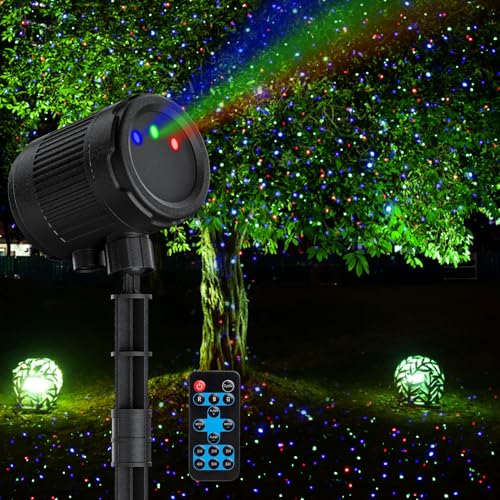 Laser Christmas Projector Lights Outdoor, 3 Color Laser Light Projector, Firefly Lights Show with RF Remote, Waterproof, Indoor Holiday Decoration, Christmas Gift, Wedding, Home Decor, Party, Garden