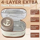 Dandat 4 Pcs Insulated Bento Box Portable Stainless Steel Food Container Round Microwave Safe Stackable Leakproof Thermal Food Container for Adult Men Women with Insulated Bag, 74 oz (Khaki)