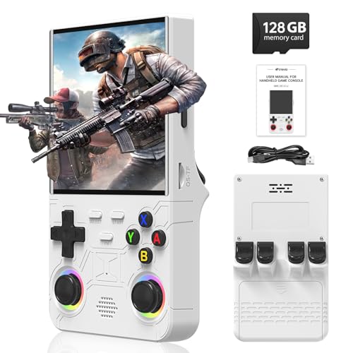 2025 New Upgraded R36 Ultra Retro Handheld Game Console, 128GB Mini Video Game Console, Loaded with 30,000+ Classic Games, Featuring 4-Inch IPS Display, Supporting 25+ Emulators, Linux System – White