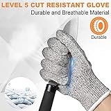 Potchen 15 Pairs Cut Resistant Gloves Level 5 Protection Cutting Anti Cut Gloves for Kitchen Fish Slicing and More (Medium)