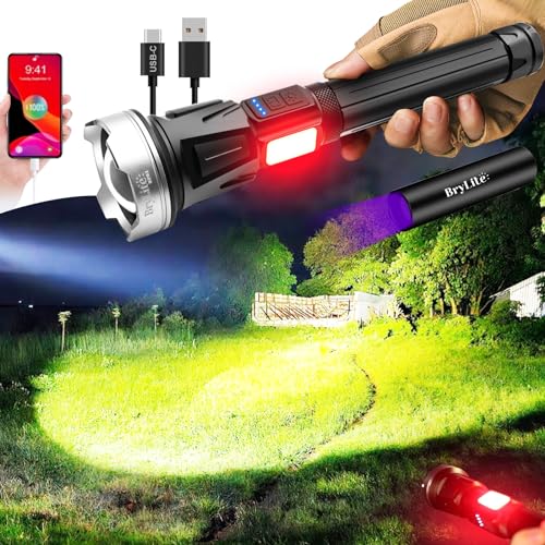 MS32 Flashlight 200000 Lumens Worlds Brightest Flashlight Dual Switch + 365nm UV Flashlight, Brite Bat Self Defense Flashlight, Infinity X1 5000 Lumen Flash Light Brightest Flashlight in The World
